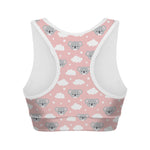 Koala Bear And Cloud Pattern Print Women's Sports Bra