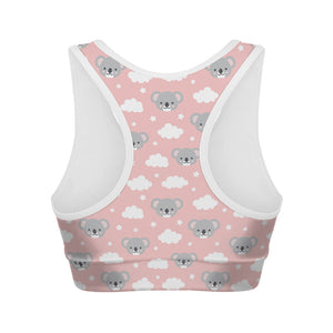 Koala Bear And Cloud Pattern Print Women's Sports Bra