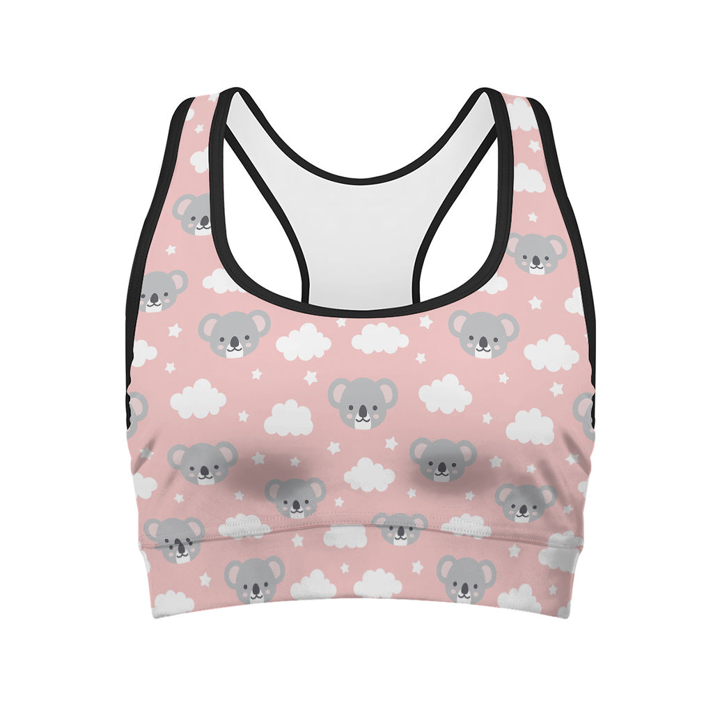 Koala Bear And Cloud Pattern Print Women's Sports Bra