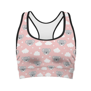 Koala Bear And Cloud Pattern Print Women's Sports Bra