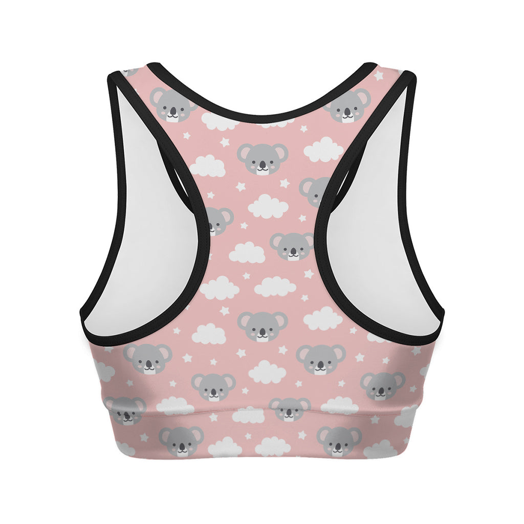 Koala Bear And Cloud Pattern Print Women's Sports Bra