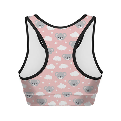 Koala Bear And Cloud Pattern Print Women's Sports Bra