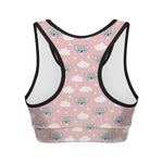 Koala Bear And Cloud Pattern Print Women's Sports Bra