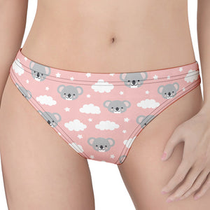 Koala Bear And Cloud Pattern Print Women's Thong