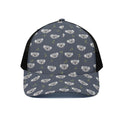 Koala Bear Pattern Print Black Mesh Trucker Hat