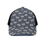 Koala Bear Pattern Print Black Mesh Trucker Cap