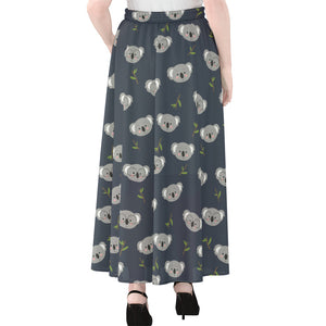 Koala Bear Pattern Print Chiffon Maxi Skirt