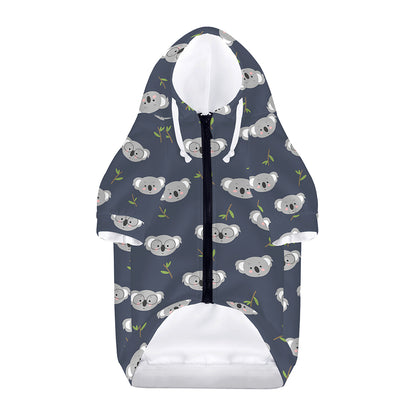 Koala Bear Pattern Print Dog Zip Up Hoodie