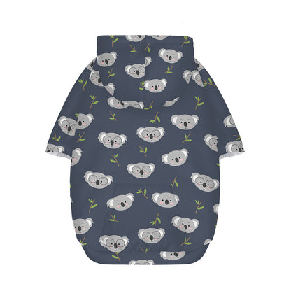Koala Bear Pattern Print Dog Zip Up Hoodie