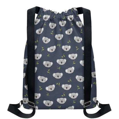 Koala Bear Pattern Print Drawstring Backpack