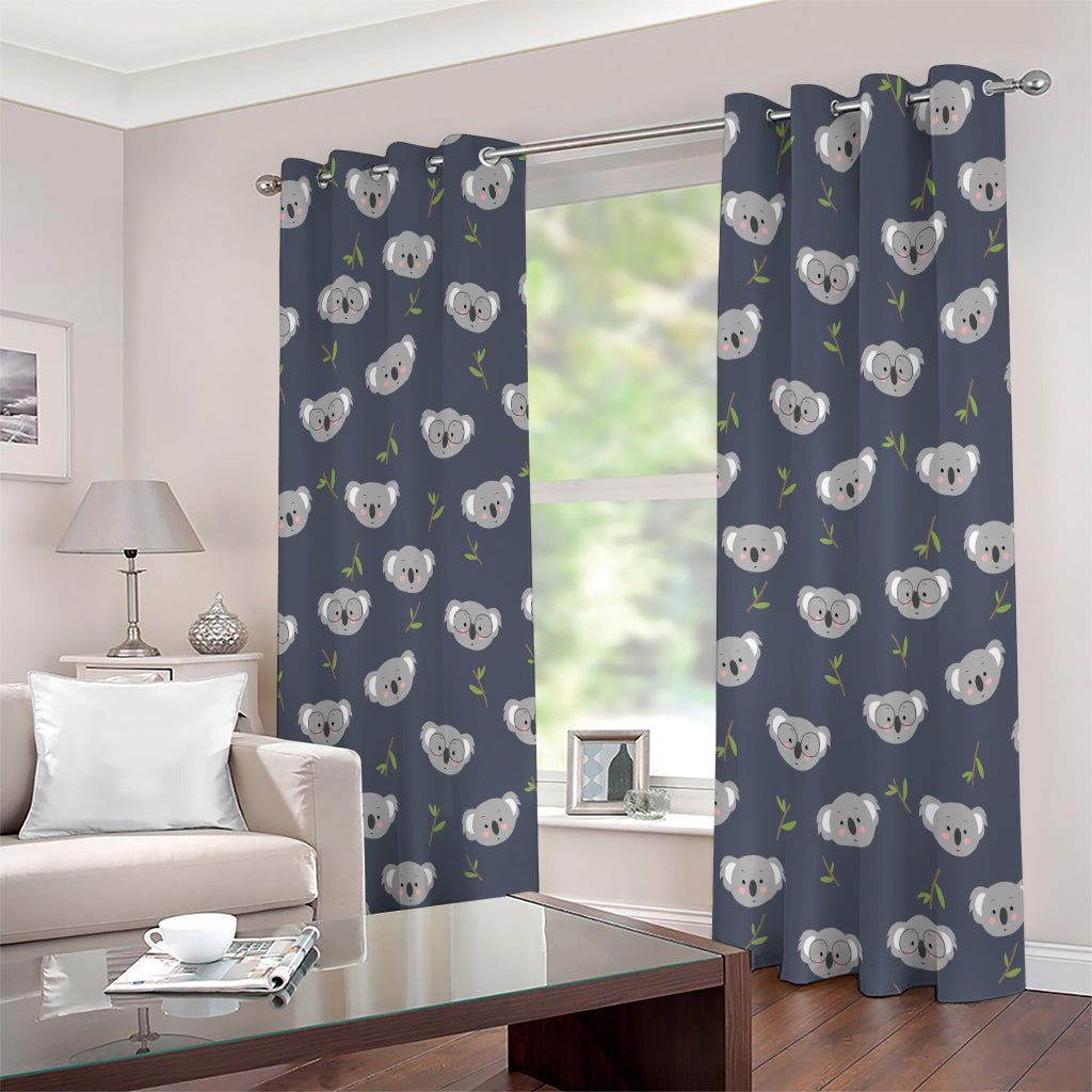 Koala Bear Pattern Print Extra Wide Grommet Curtains