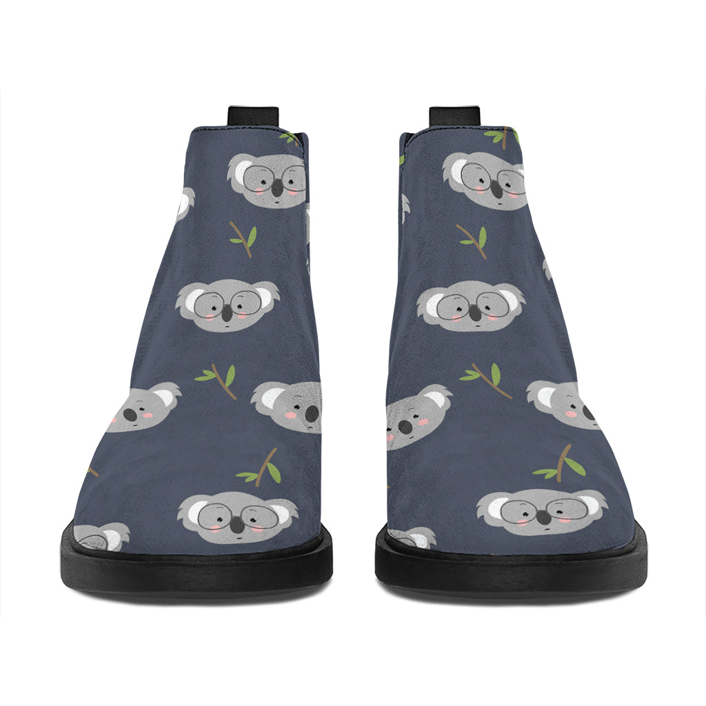 Koala Bear Pattern Print Flat Ankle Boots