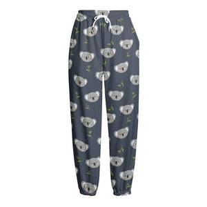 Koala Bear Pattern Print Fleece Lined Knit Pants