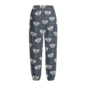 Koala Bear Pattern Print Fleece Lined Knit Pants