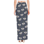 Koala Bear Pattern Print High Slit Maxi Skirt