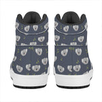 Koala Bear Pattern Print High Top Leather Sneakers