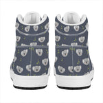 Koala Bear Pattern Print High Top Leather Sneakers