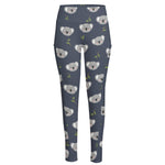 Koala Bear Pattern Print High-Waisted Pocket Leggings