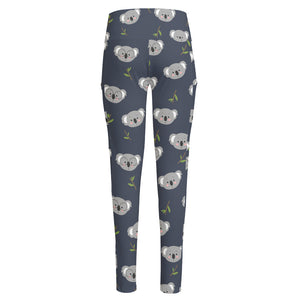 Koala Bear Pattern Print High-Waisted Pocket Leggings