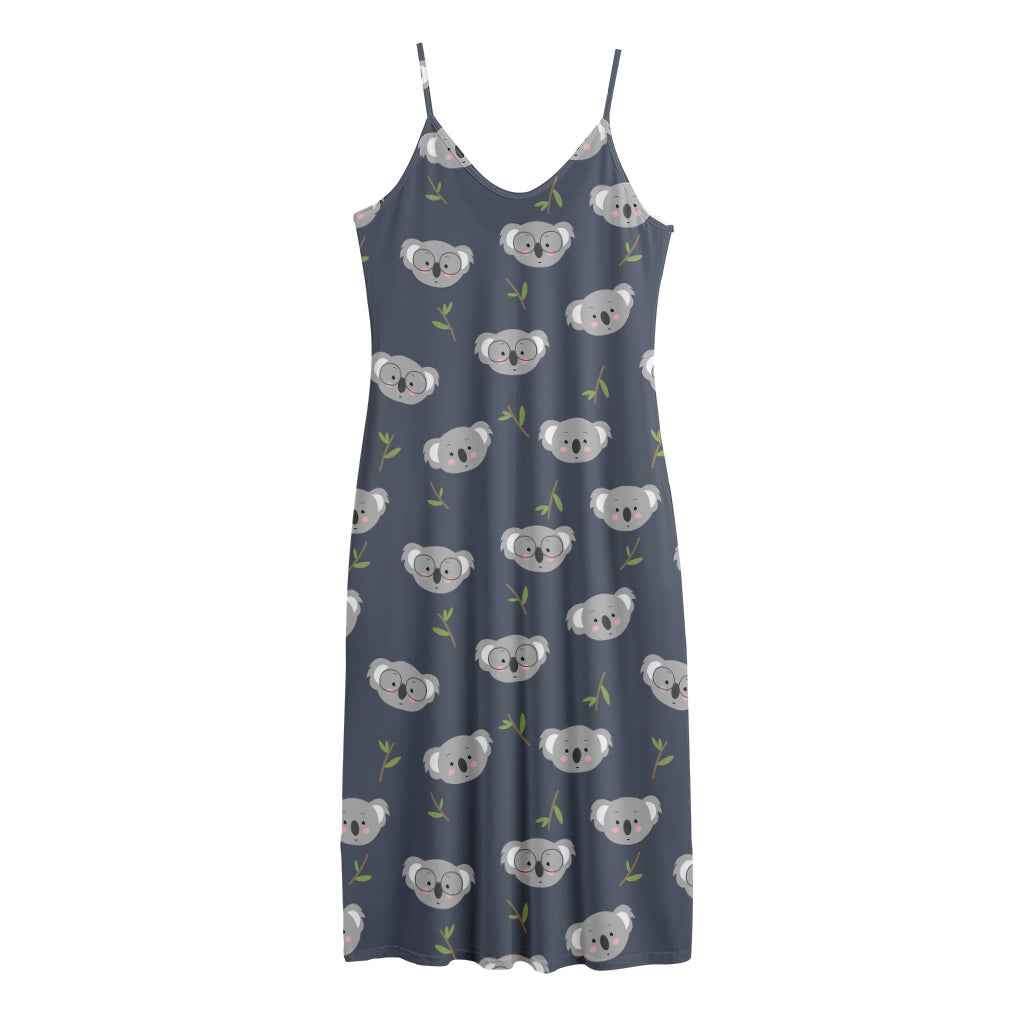 Koala Bear Pattern Print Jersey Midi Cami Dress