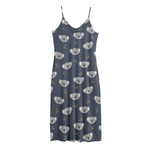 Koala Bear Pattern Print Jersey Midi Cami Dress