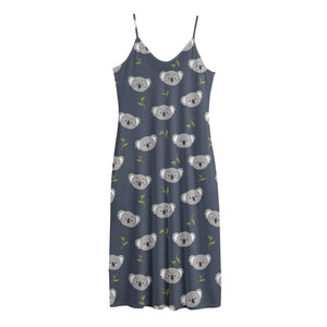 Koala Bear Pattern Print Jersey Midi Cami Dress