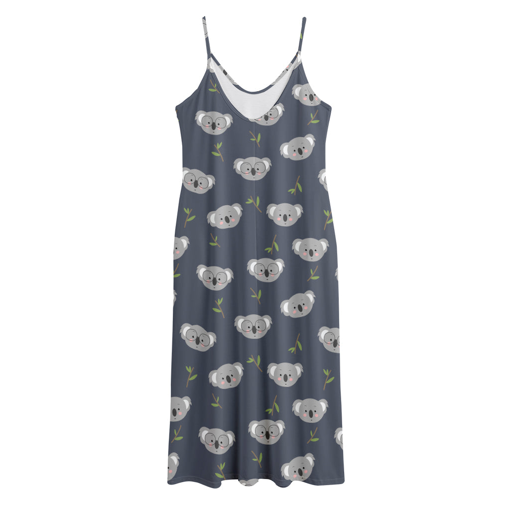 Koala Bear Pattern Print Jersey Midi Cami Dress