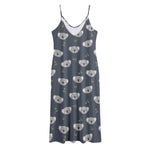 Koala Bear Pattern Print Jersey Midi Cami Dress