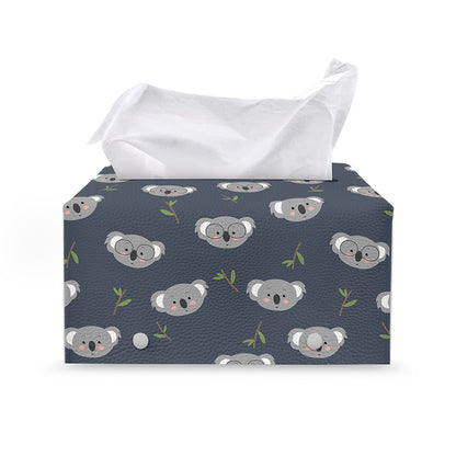 Koala Bear Pattern Print Leather Tissue Box Cover