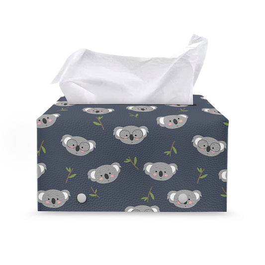 Koala Bear Pattern Print Leather Tissue Box Cover