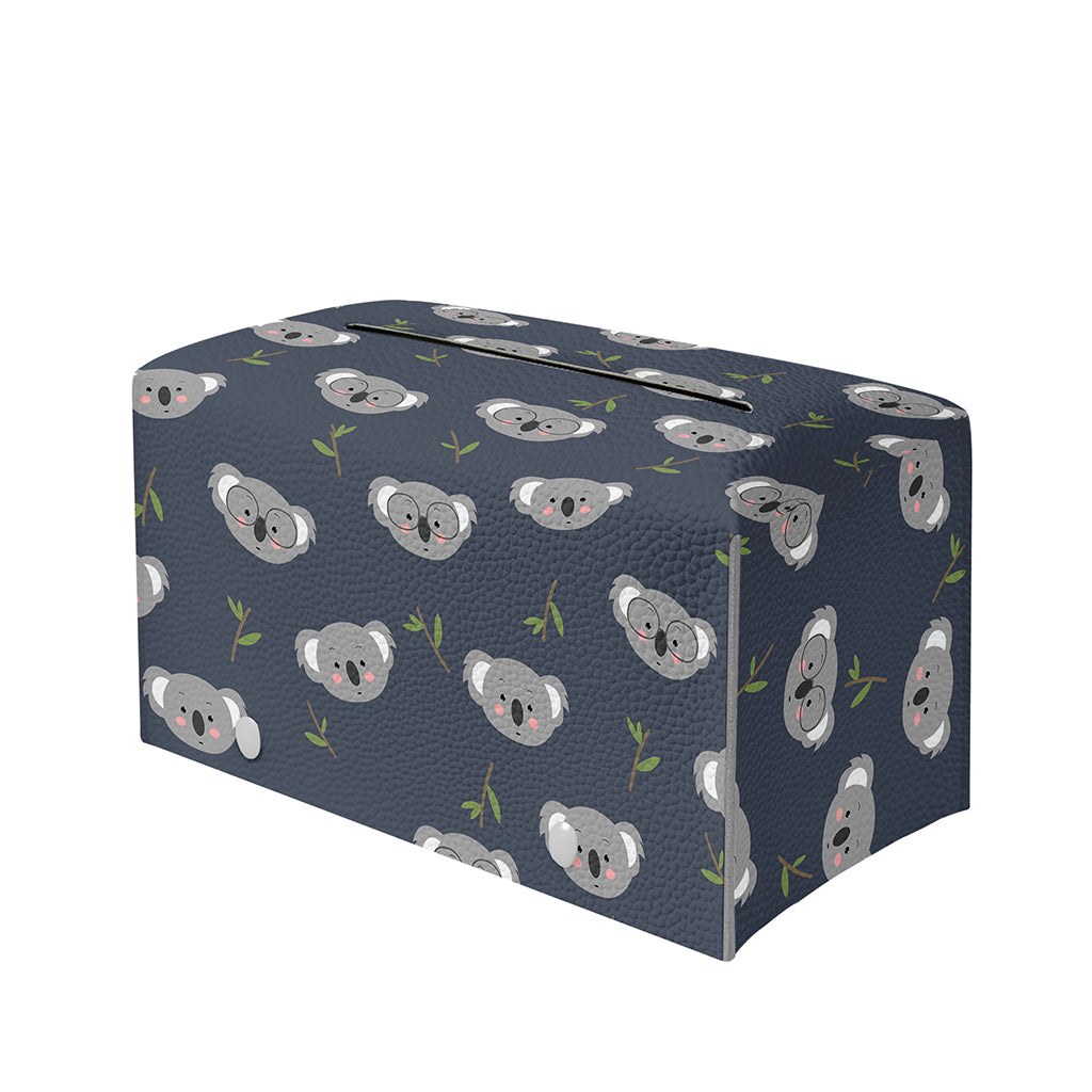 Koala Bear Pattern Print Leather Tissue Box Cover