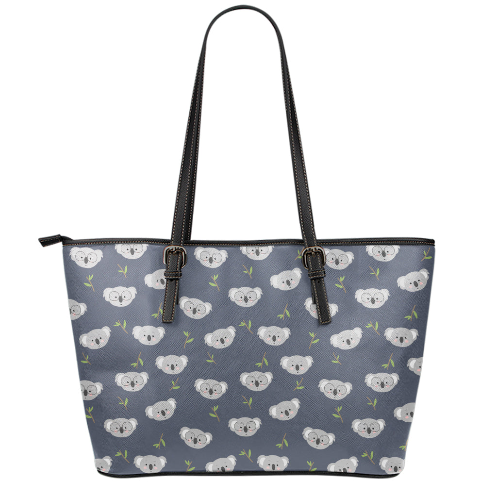 Koala Bear Pattern Print Leather Tote Bag