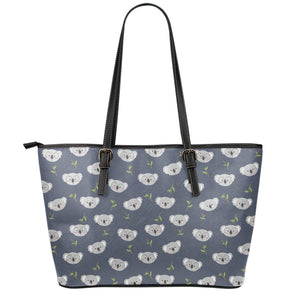 Koala Bear Pattern Print Leather Tote Bag