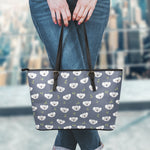 Koala Bear Pattern Print Leather Tote Bag