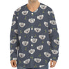 Koala Bear Pattern Print Long Sleeve Baseball Jersey