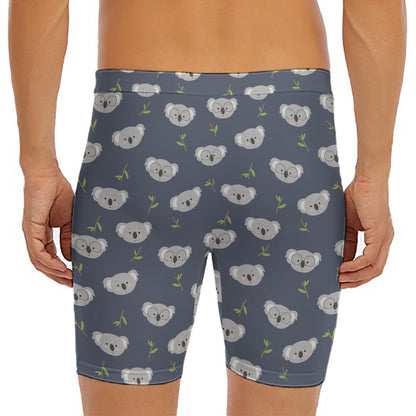 Koala Bear Pattern Print Men's Long Boxer Briefs
