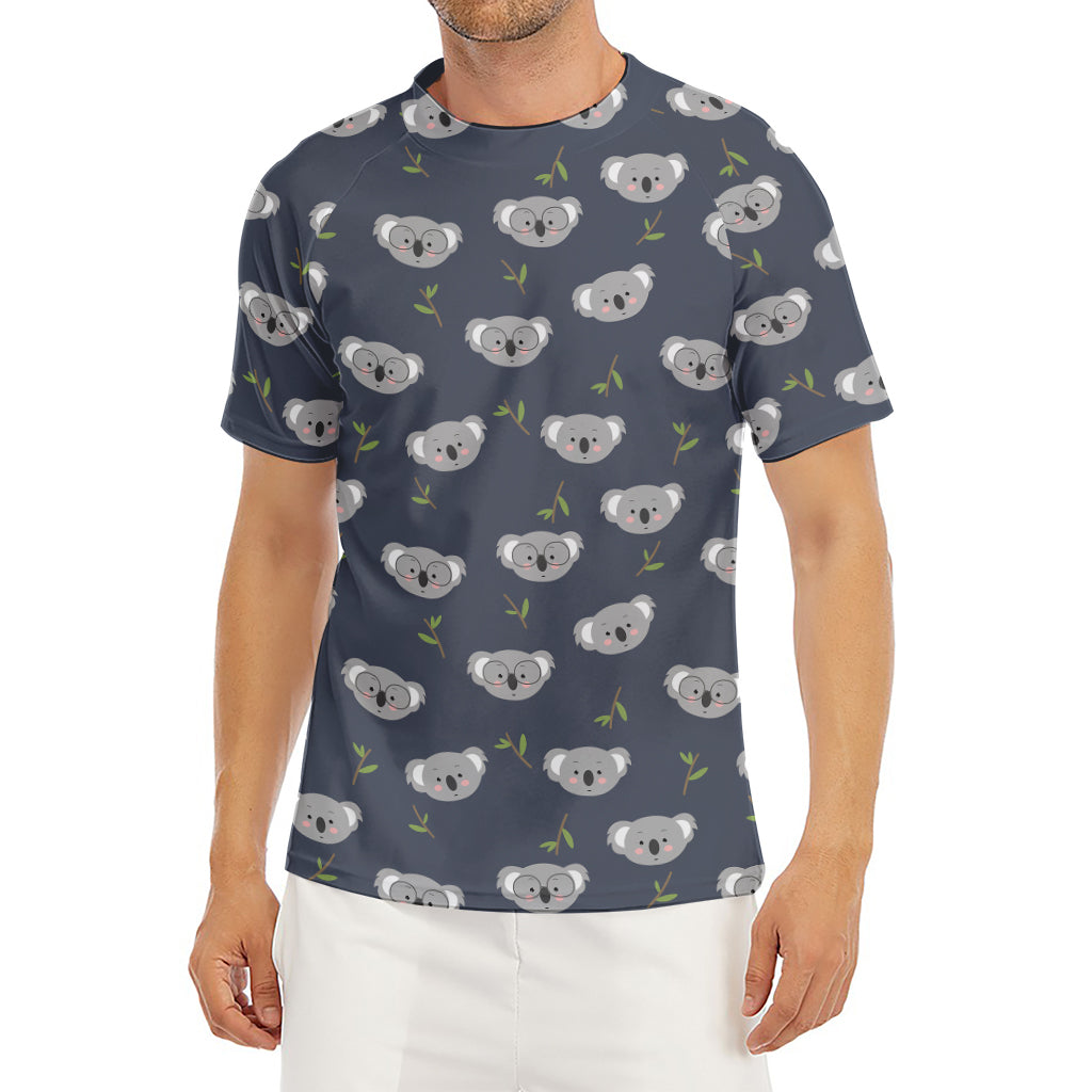 Koala Bear Pattern Print Men's Short Sleeve Rash Guard