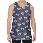 Koala Bear Pattern Print Men's Velvet Tank Top