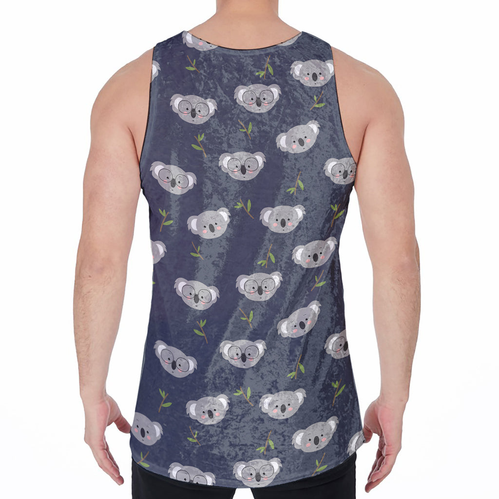 Koala Bear Pattern Print Men's Velvet Tank Top