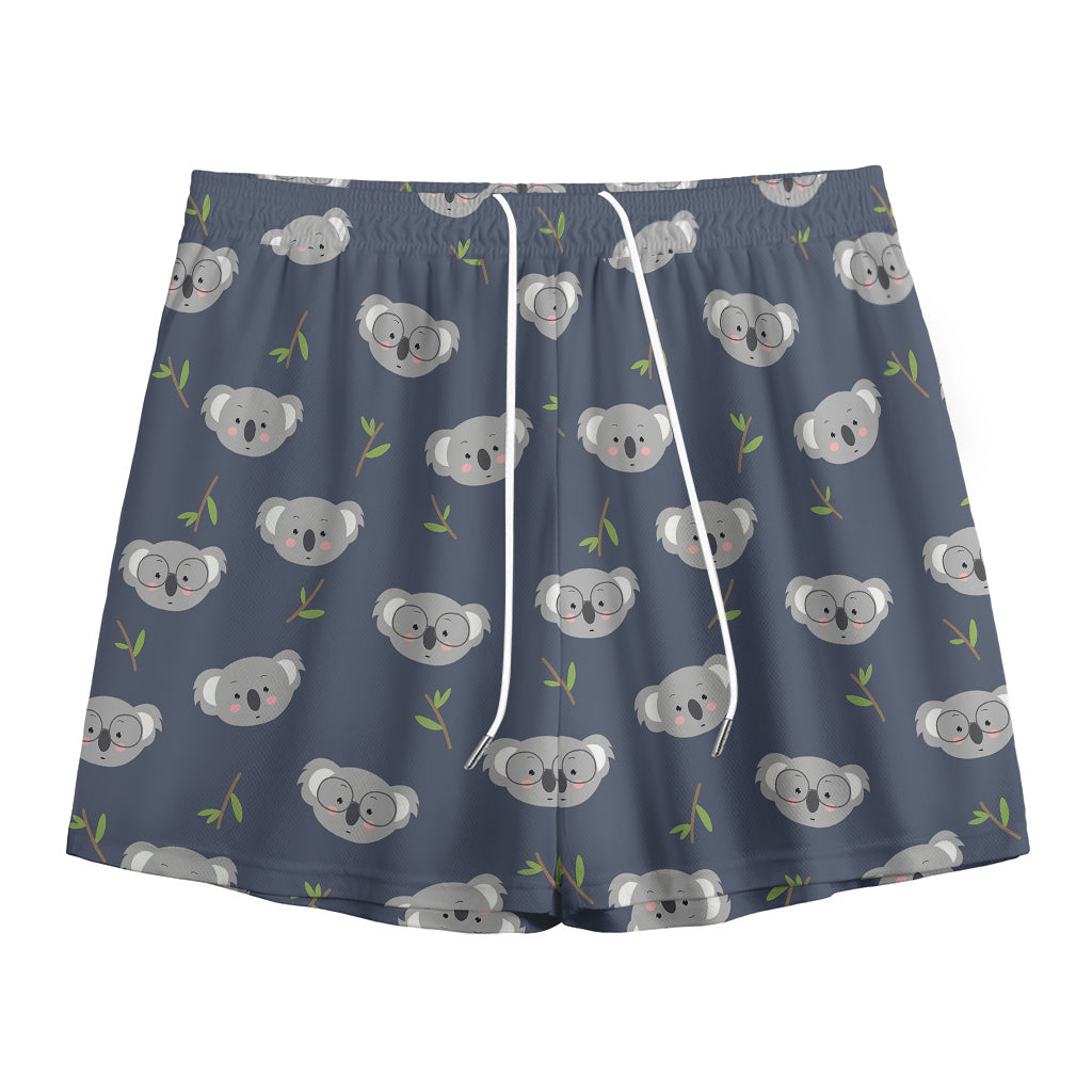 Koala Bear Pattern Print Mesh Shorts