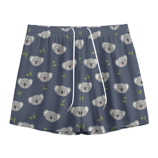Koala Bear Pattern Print Mesh Shorts