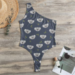 Koala Bear Pattern Print One Shoulder Bodysuit