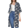 Koala Bear Pattern Print Open Front Beach Cover Up