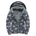 Koala Bear Pattern Print Sherpa Lined Zip Up Hoodie