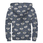 Koala Bear Pattern Print Sherpa Lined Zip Up Hoodie