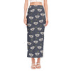 Koala Bear Pattern Print Side Slit Maxi Skirt