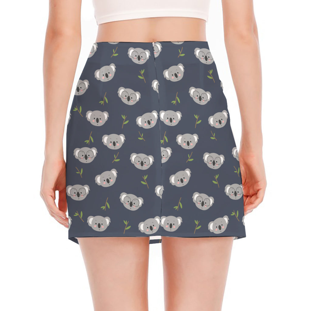 Koala Bear Pattern Print Side Slit Mini Skirt