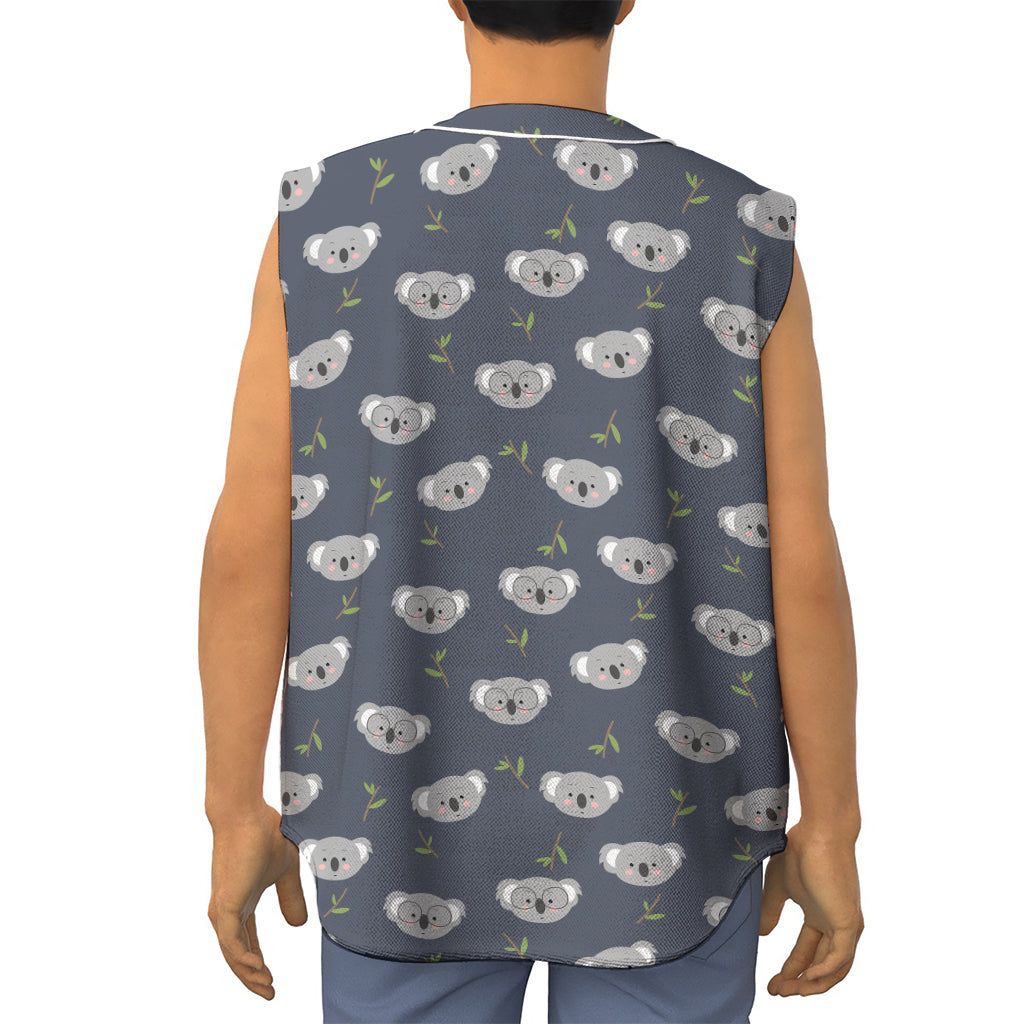 Koala Bear Pattern Print Sleeveless Baseball Jersey