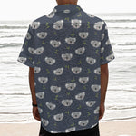 Koala Bear Pattern Print Textured Short Sleeve Shirt