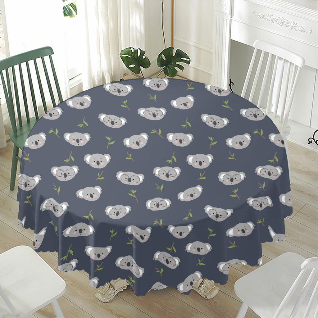Koala Bear Pattern Print Waterproof Round Tablecloth
